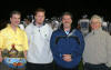 The RBHS Sports Medicine Team: myself, Certified Athletic Trainers Dave McClaskey and  Robbie Bowers (Head Trainer), and Dr. Greg Bohart. [Note: I personally thought that it was warm that night - the others are a bunch of wimps!]