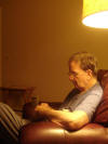 dad in moment of  reflection (playing scratchers!)