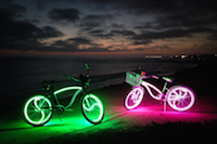 beach bikes at night